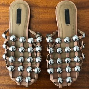 ALEXANDER WANG Amelia Slippers tan + studded